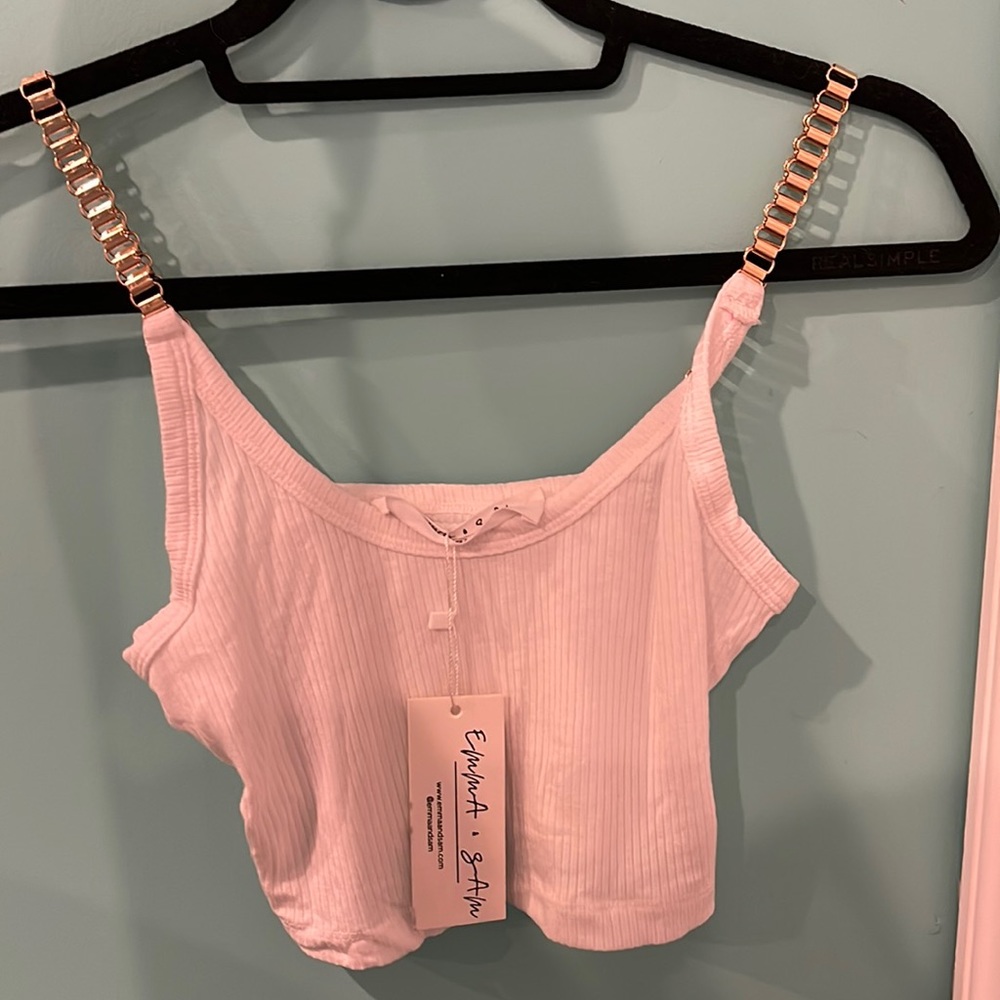 Emma and San white gold chain crop top